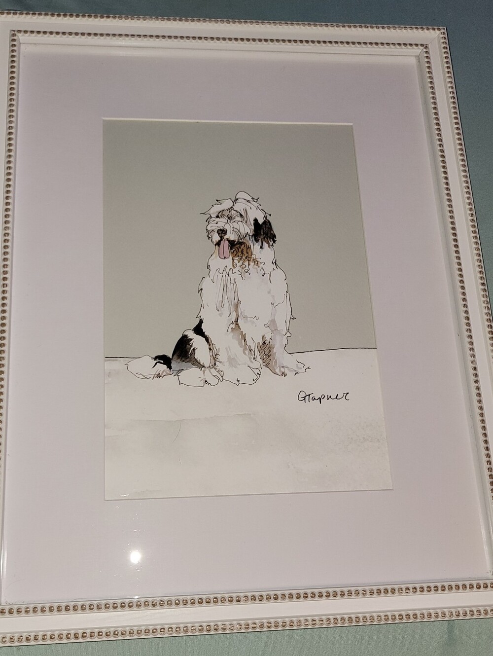 Ashland White and Black Dog Illustration Wall Art